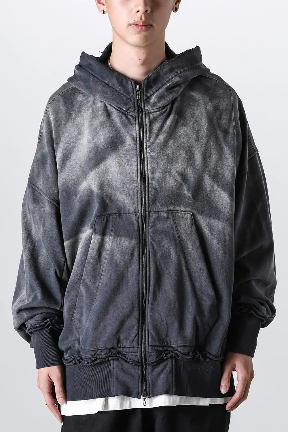 Faded Garment Wash Sweat Hoodie Black