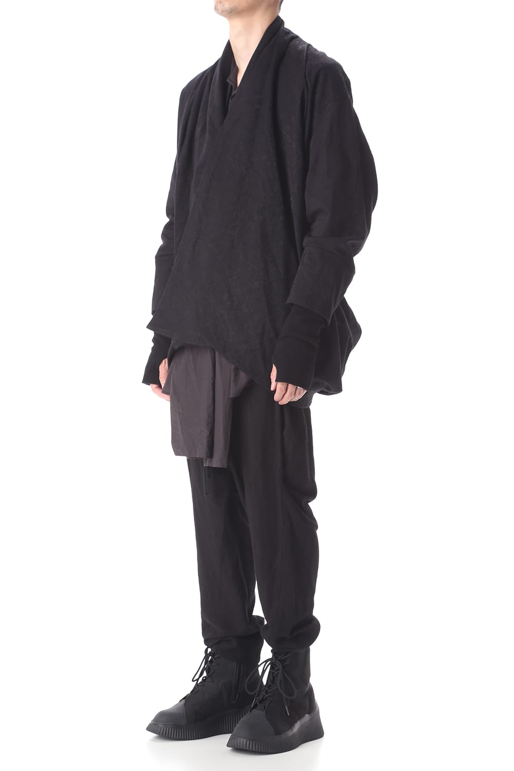 ドレープ ジャガード ブルゾン ブラック