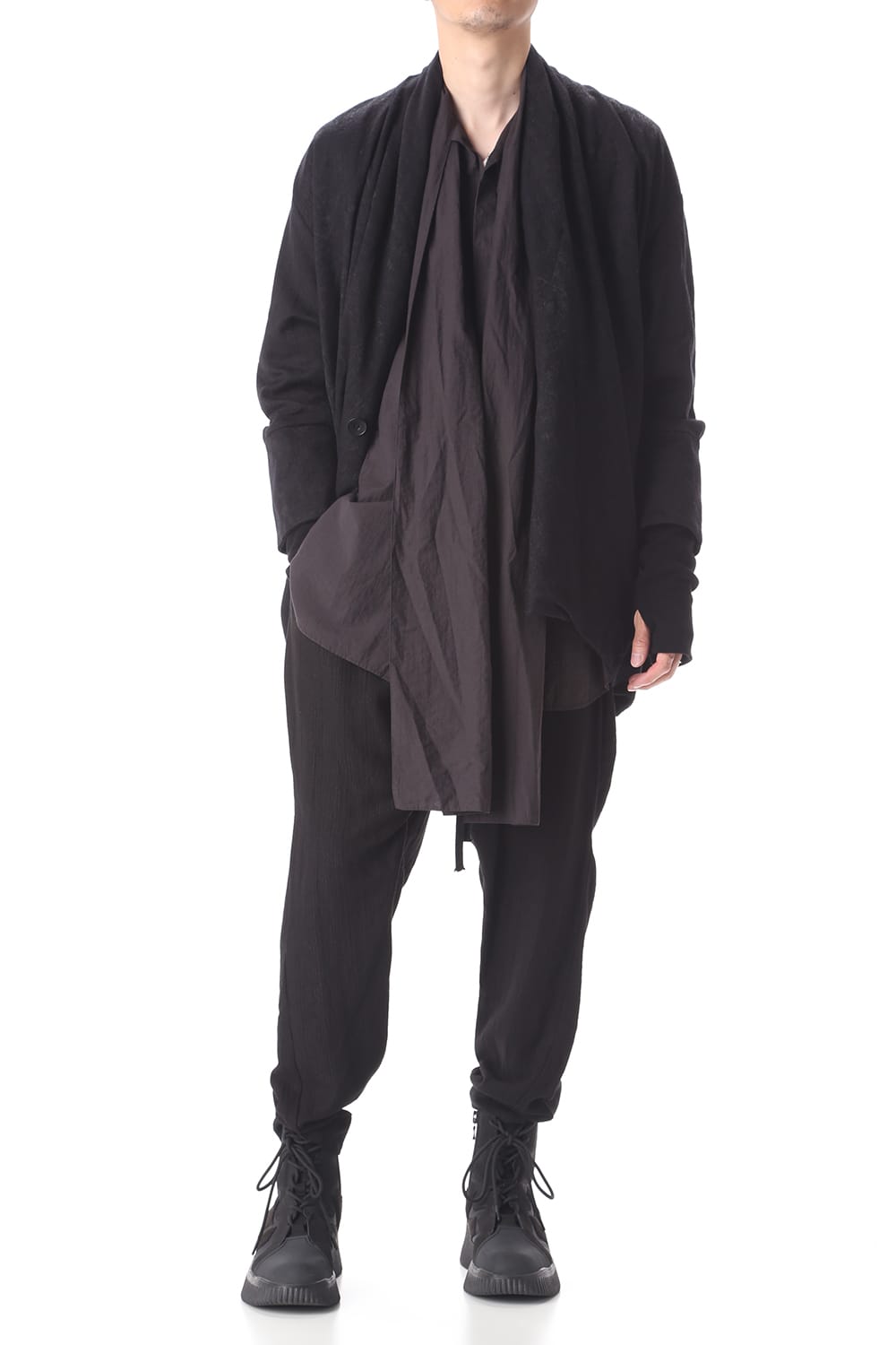 ドレープ ジャガード ブルゾン ブラック