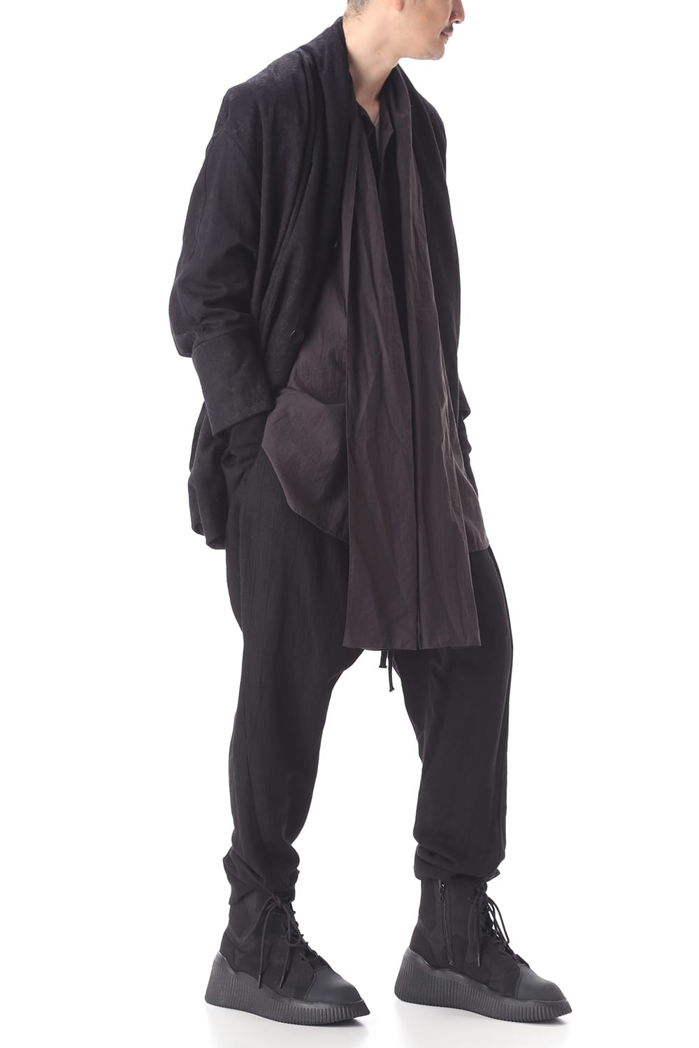 ドレープ ジャガード ブルゾン ブラック