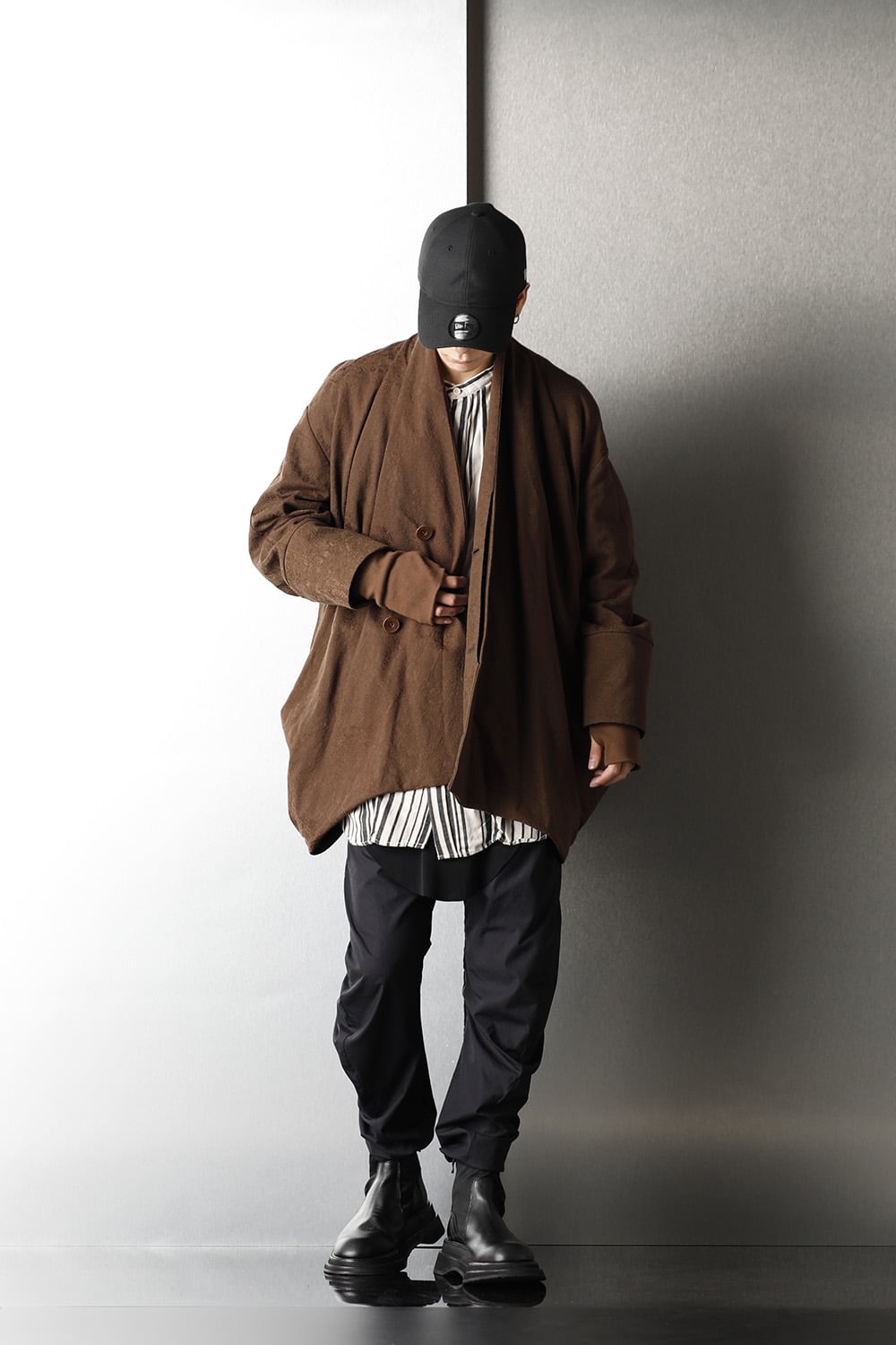 ドレープ ジャガード ブルゾン ブラウン