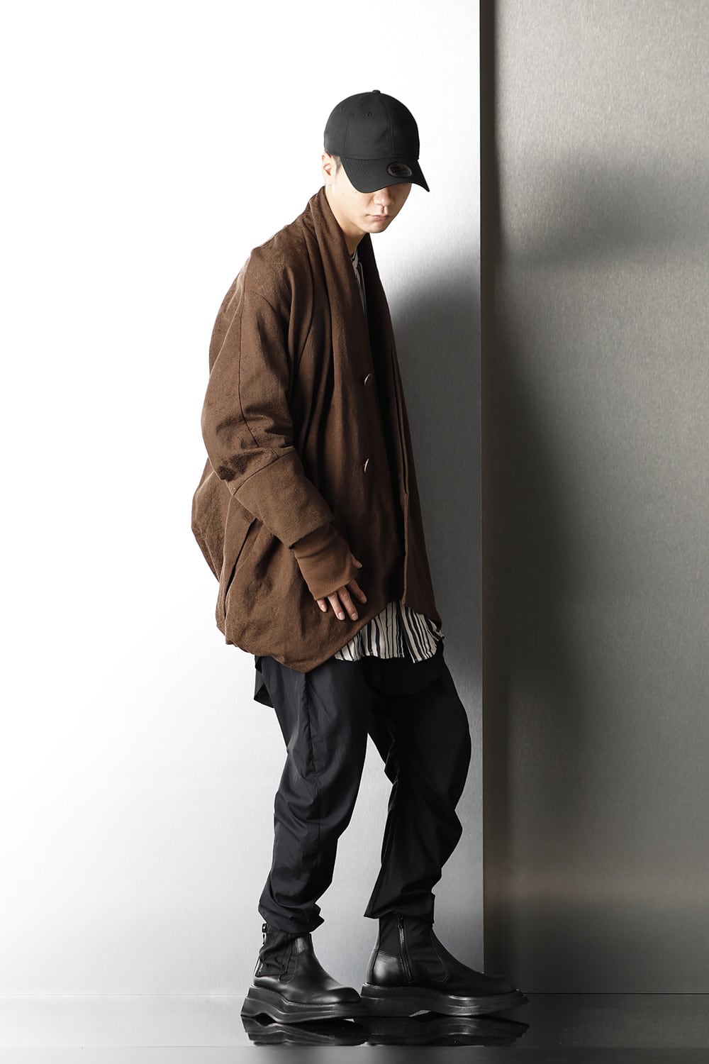 ドレープ ジャガード ブルゾン ブラウン