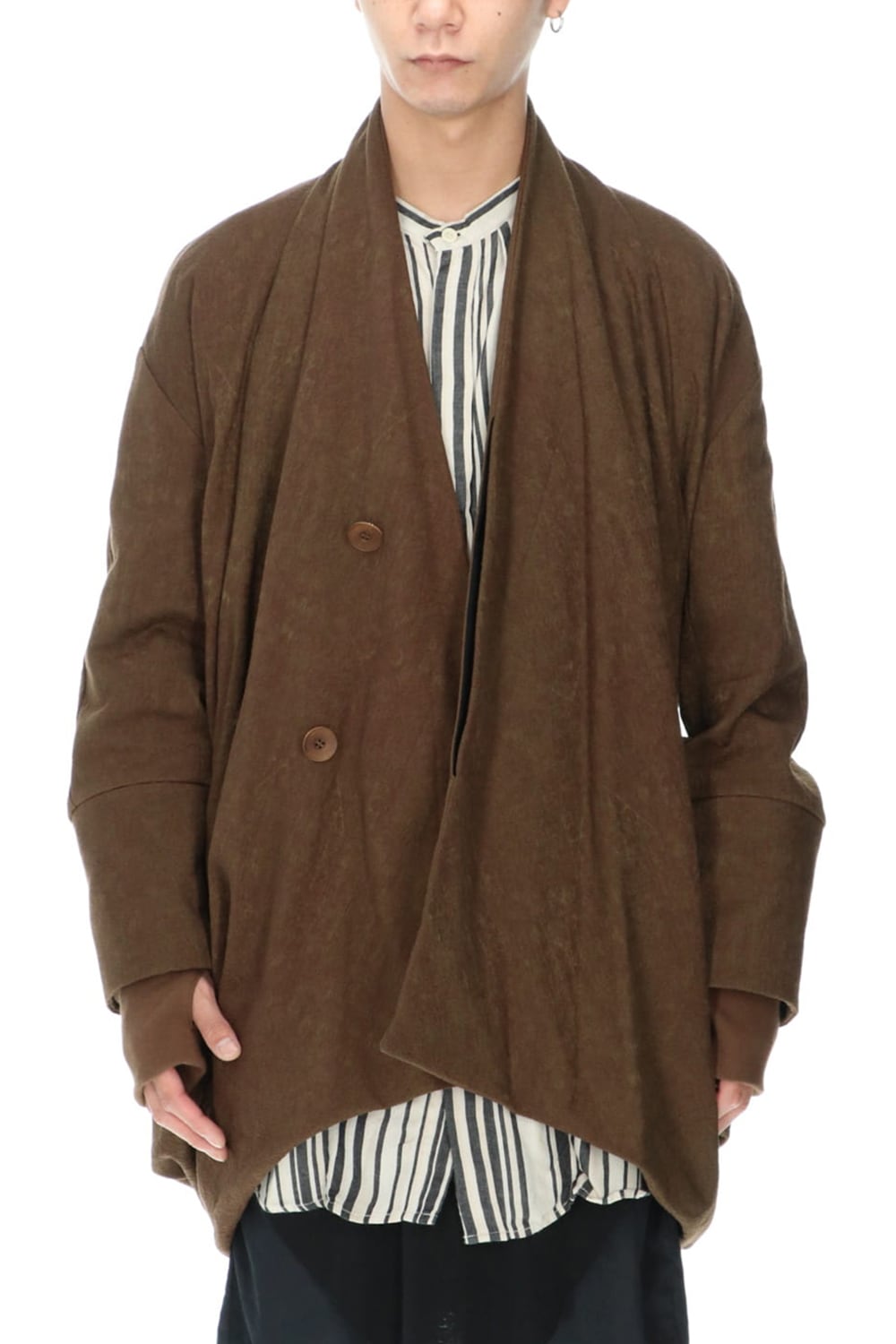 ドレープ ジャガード ブルゾン ブラウン