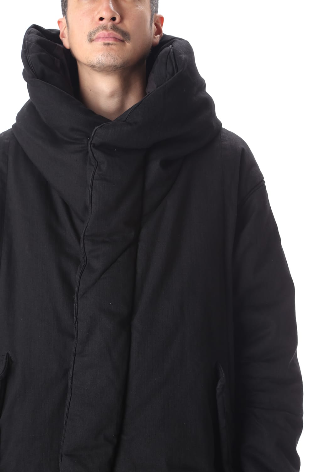 PADDED DENIM COAT Black