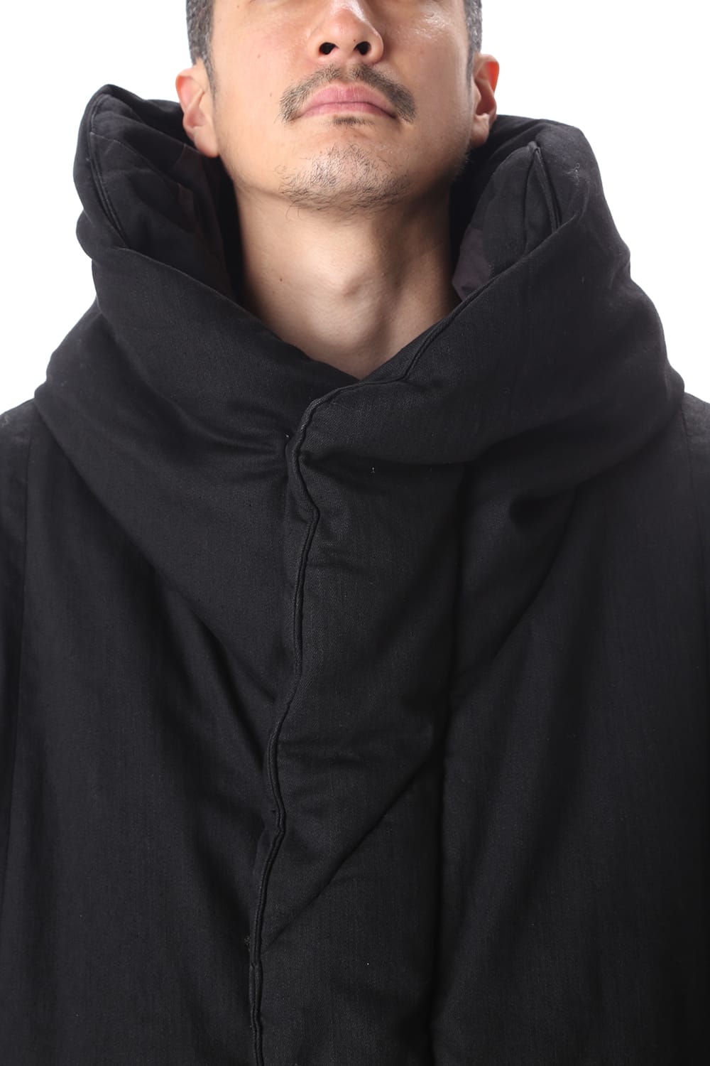 PADDED DENIM COAT Black