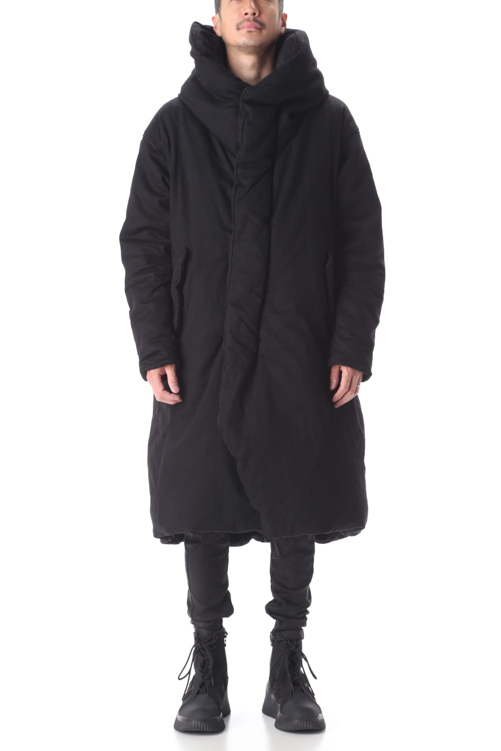 PADDED DENIM COAT Black