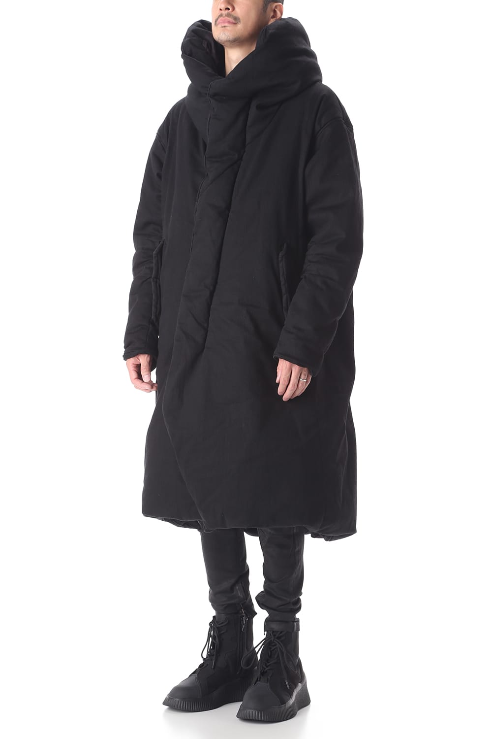 PADDED DENIM COAT Black