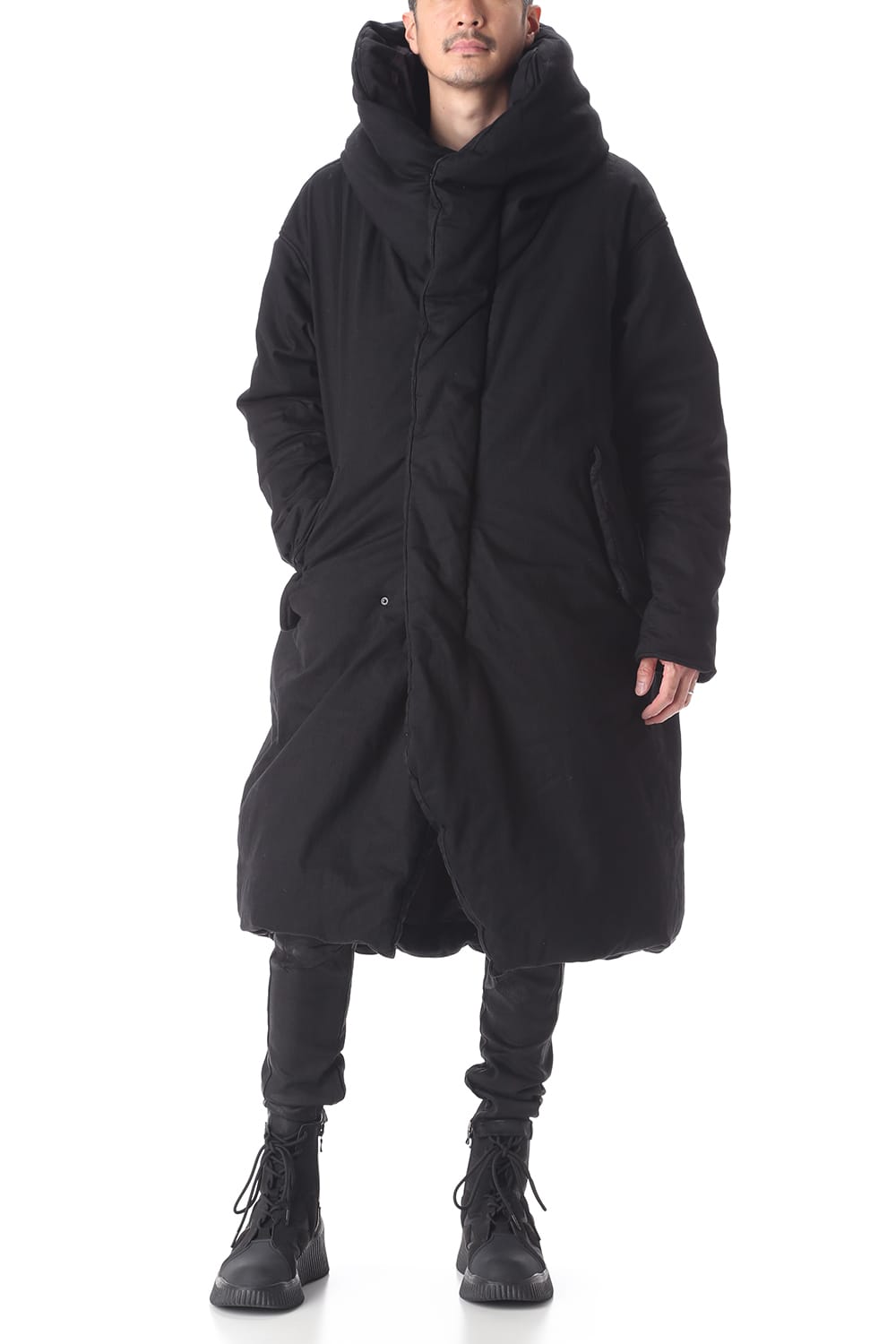 PADDED DENIM COAT Black