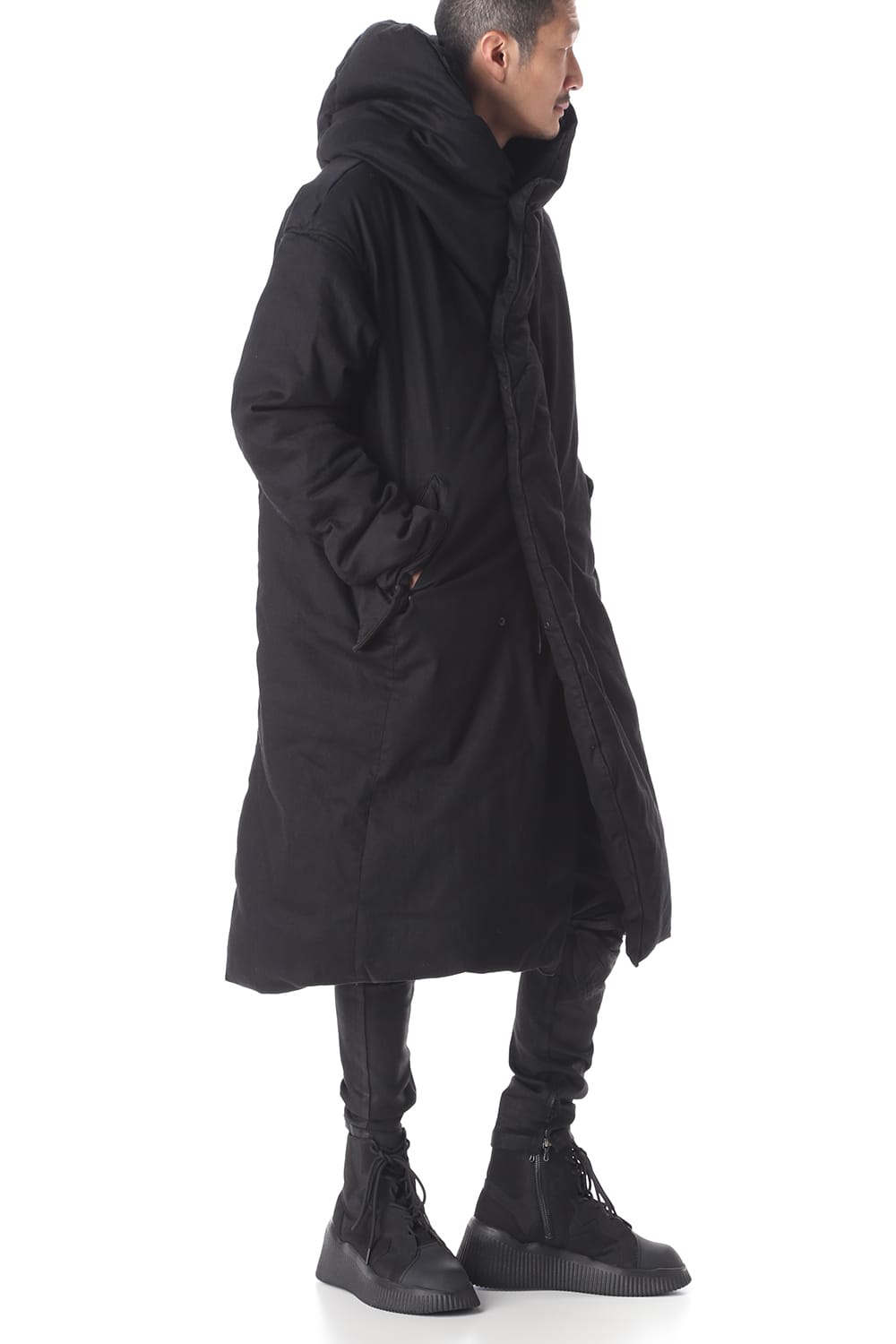 PADDED DENIM COAT Black