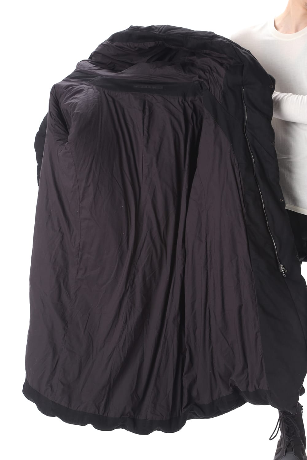 PADDED DENIM COAT Black