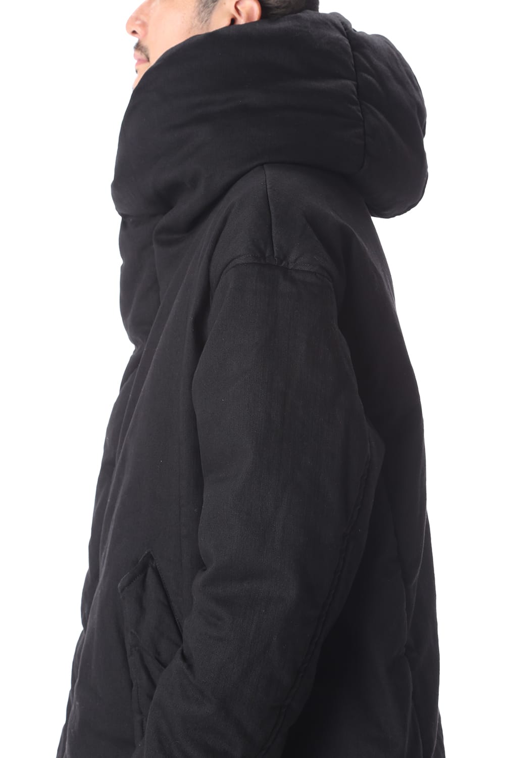 PADDED DENIM COAT Black