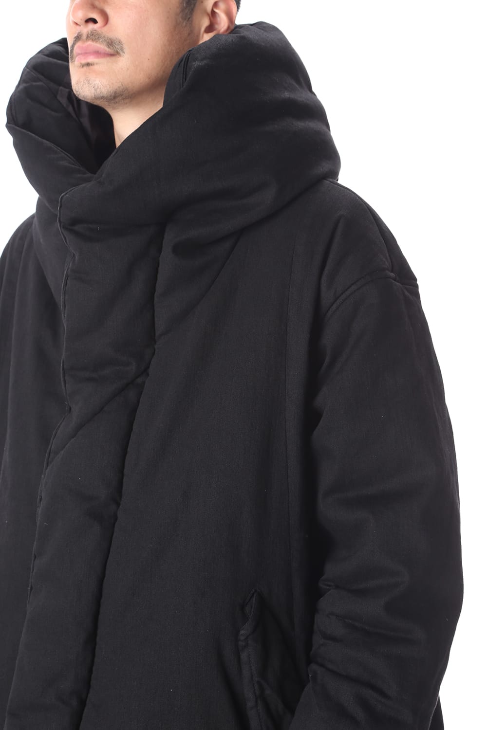 PADDED DENIM COAT Black