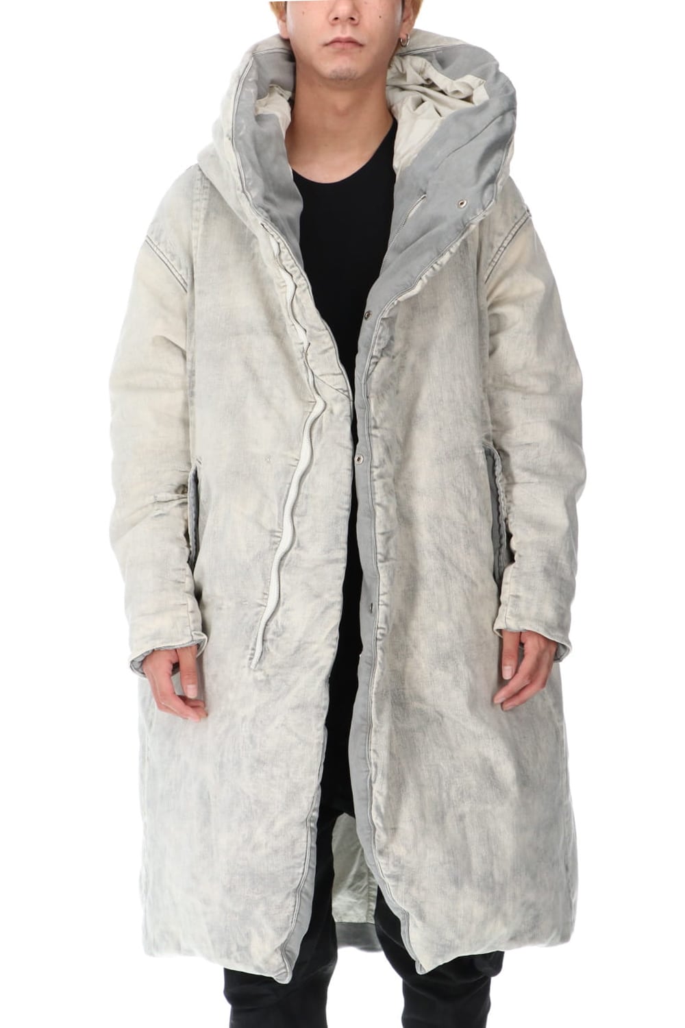 PADDED DENIM COAT Smoke