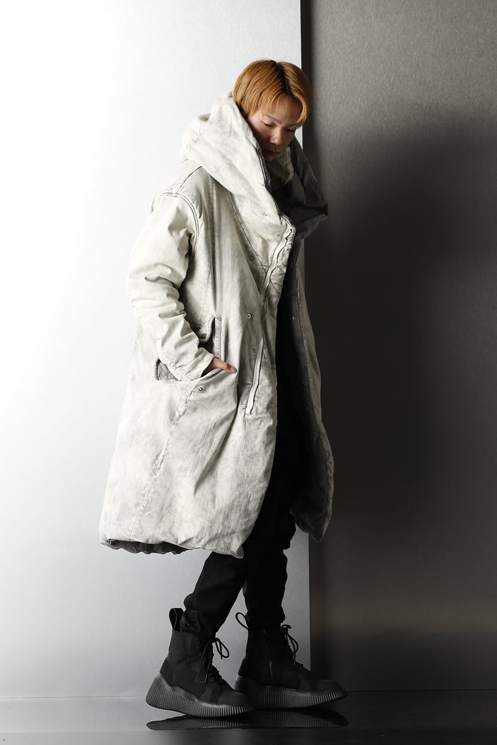 PADDED DENIM COAT Smoke