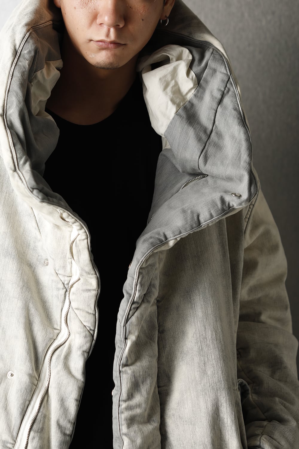 PADDED DENIM COAT Smoke