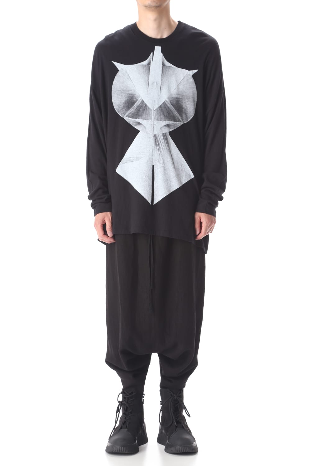 ロングスリーブ プリント Tシャツ ブラック