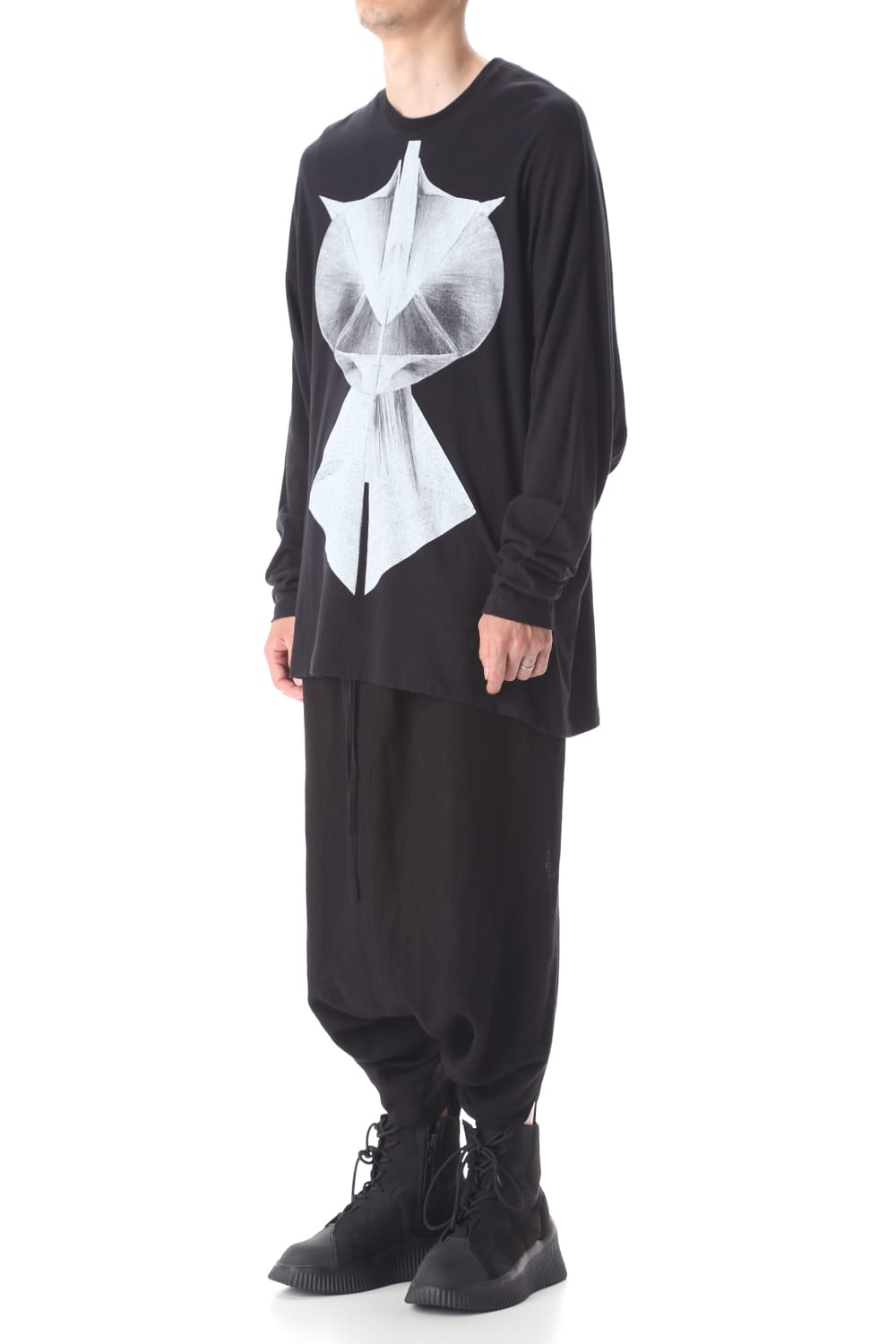 ロングスリーブ プリント Tシャツ ブラック