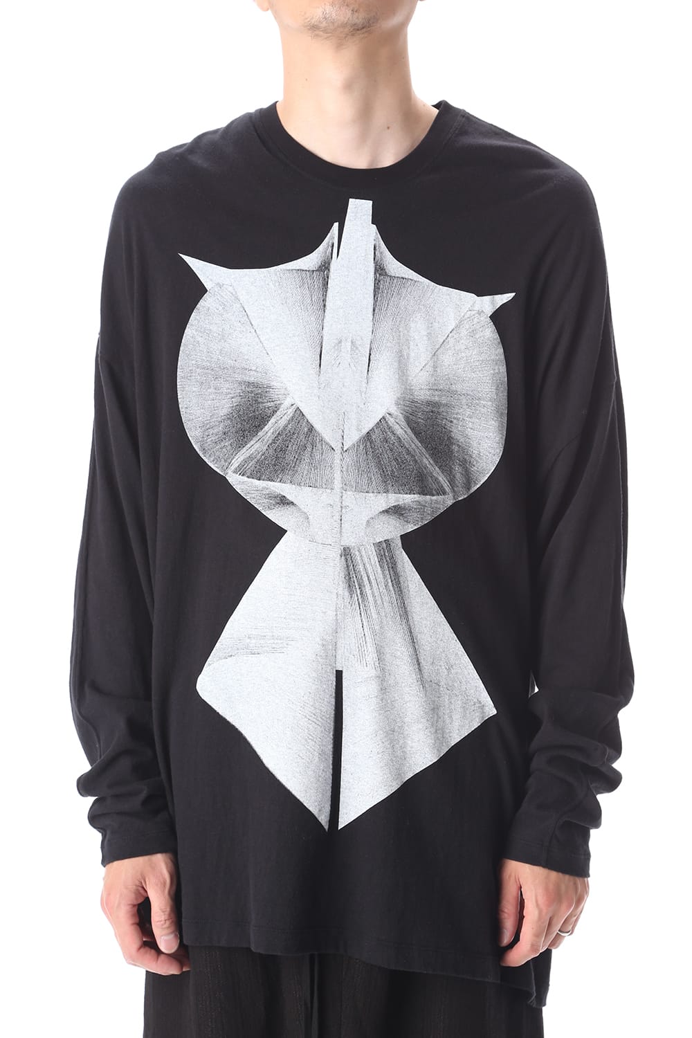 ロングスリーブ プリント Tシャツ ブラック