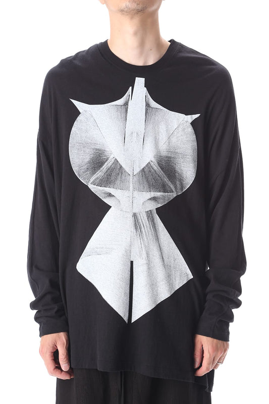 ロングスリーブ プリント Tシャツ ブラック