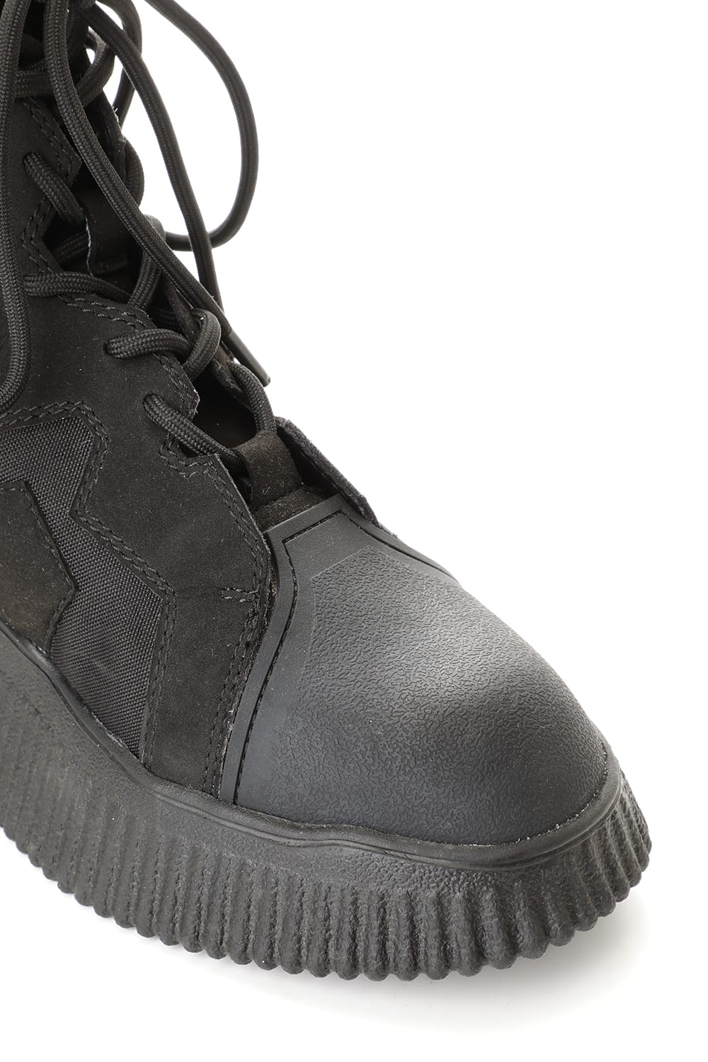 PADDED LACE-UP BOOTS BLACK