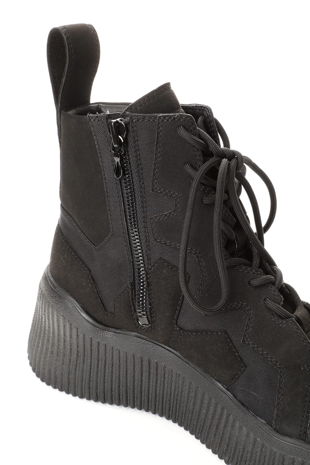 PADDED LACE-UP BOOTS BLACK