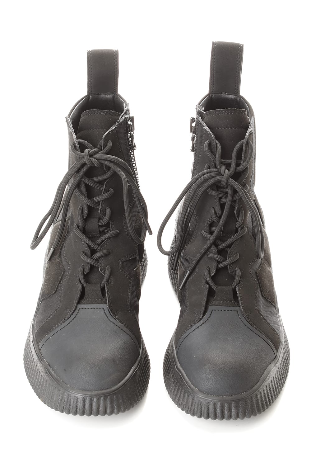 PADDED LACE-UP BOOTS BLACK