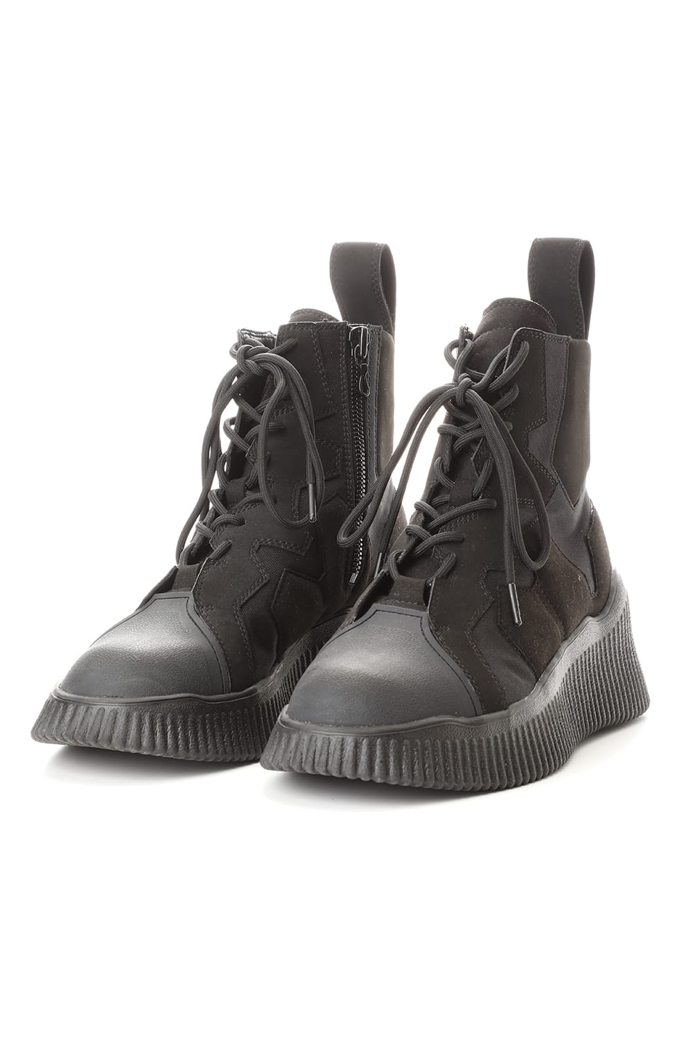 PADDED LACE-UP BOOTS BLACK