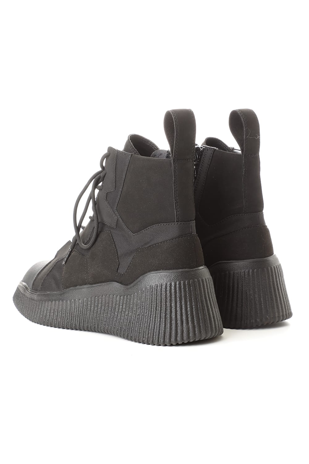 PADDED LACE-UP BOOTS BLACK