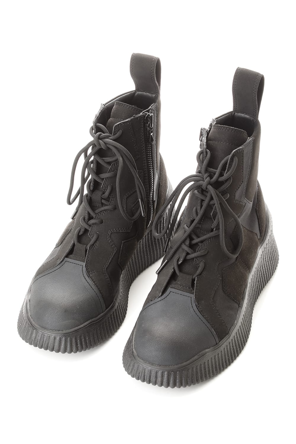 PADDED LACE-UP BOOTS BLACK