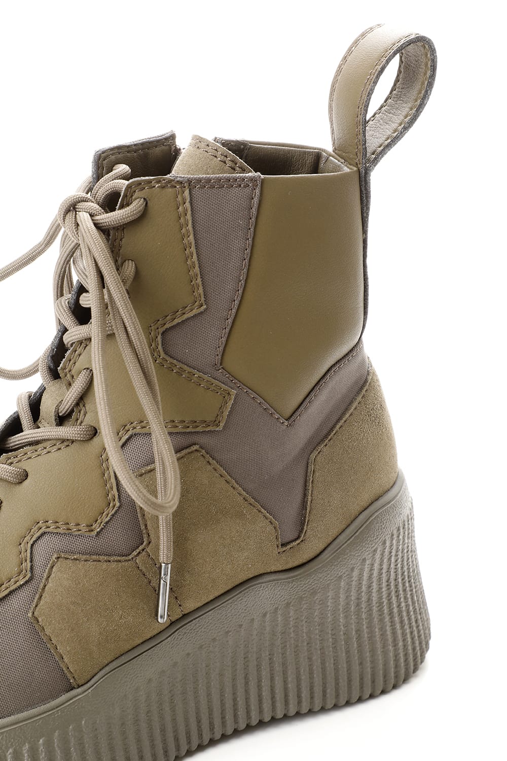 PADDED LACE-UP BOOTS KHAKI