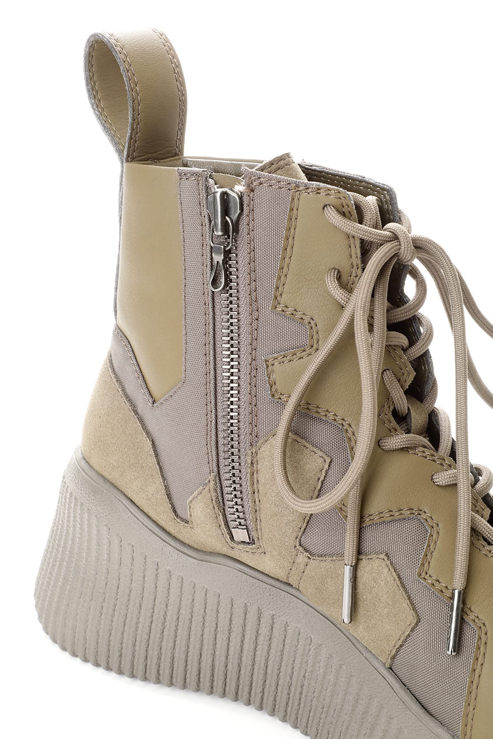 PADDED LACE-UP BOOTS KHAKI