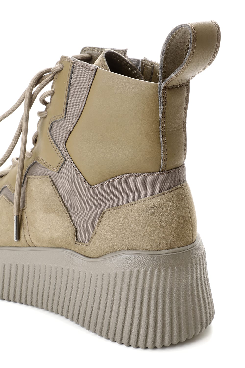 PADDED LACE-UP BOOTS KHAKI