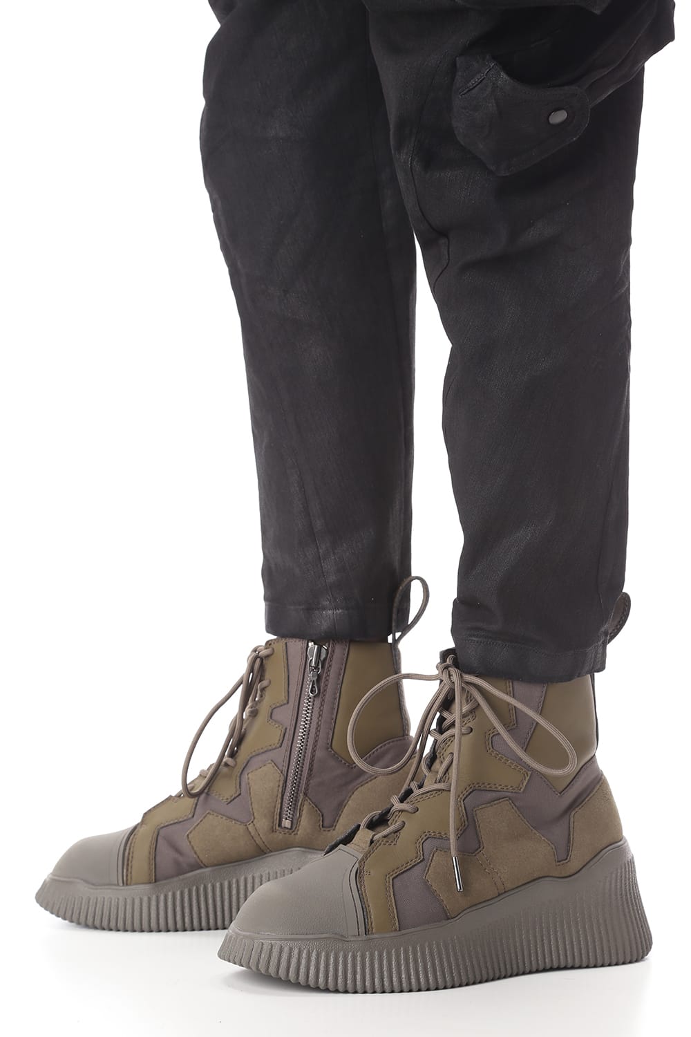 PADDED LACE-UP BOOTS KHAKI