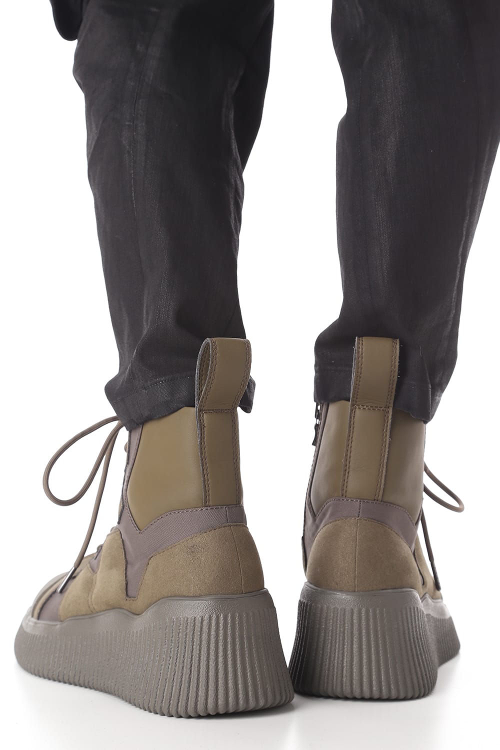 PADDED LACE-UP BOOTS KHAKI