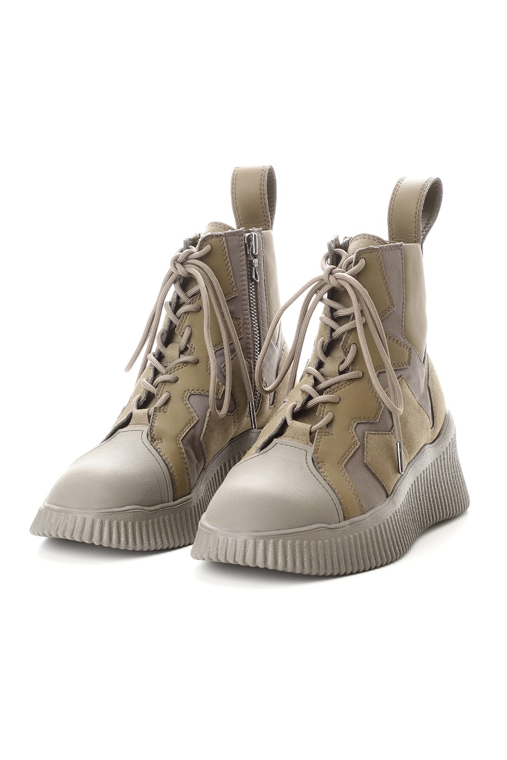 PADDED LACE-UP BOOTS KHAKI