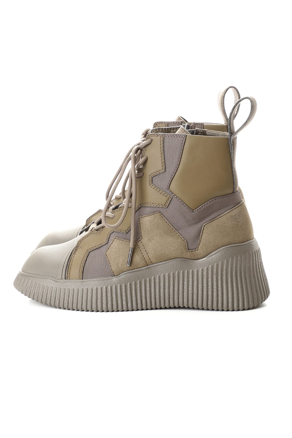 PADDED LACE-UP BOOTS KHAKI