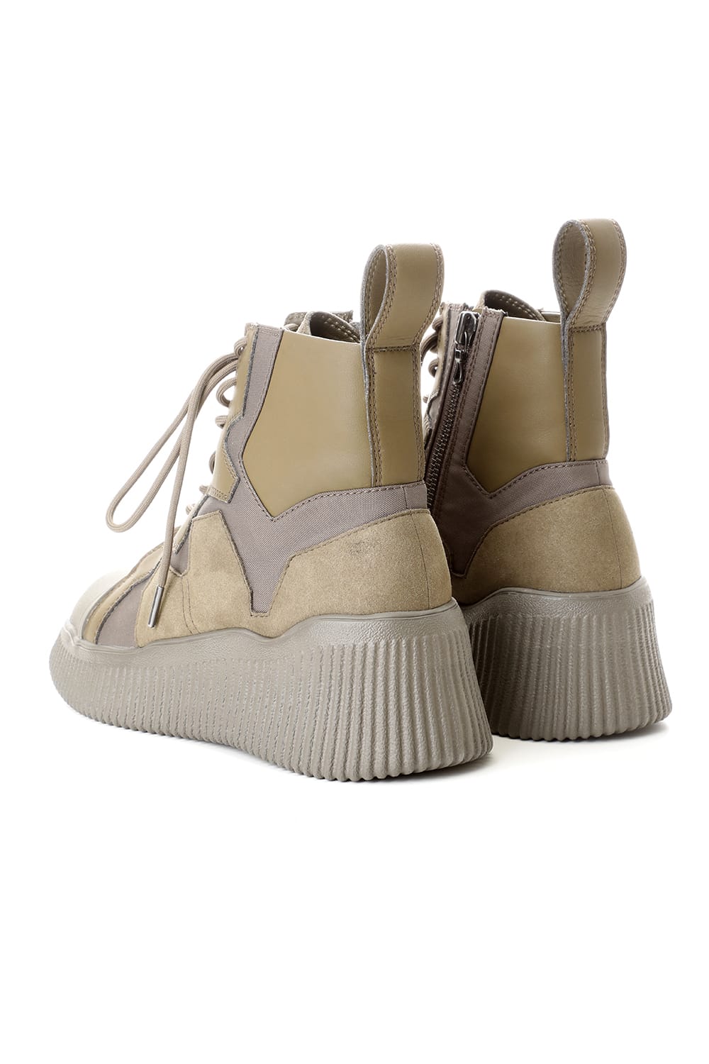 PADDED LACE-UP BOOTS KHAKI