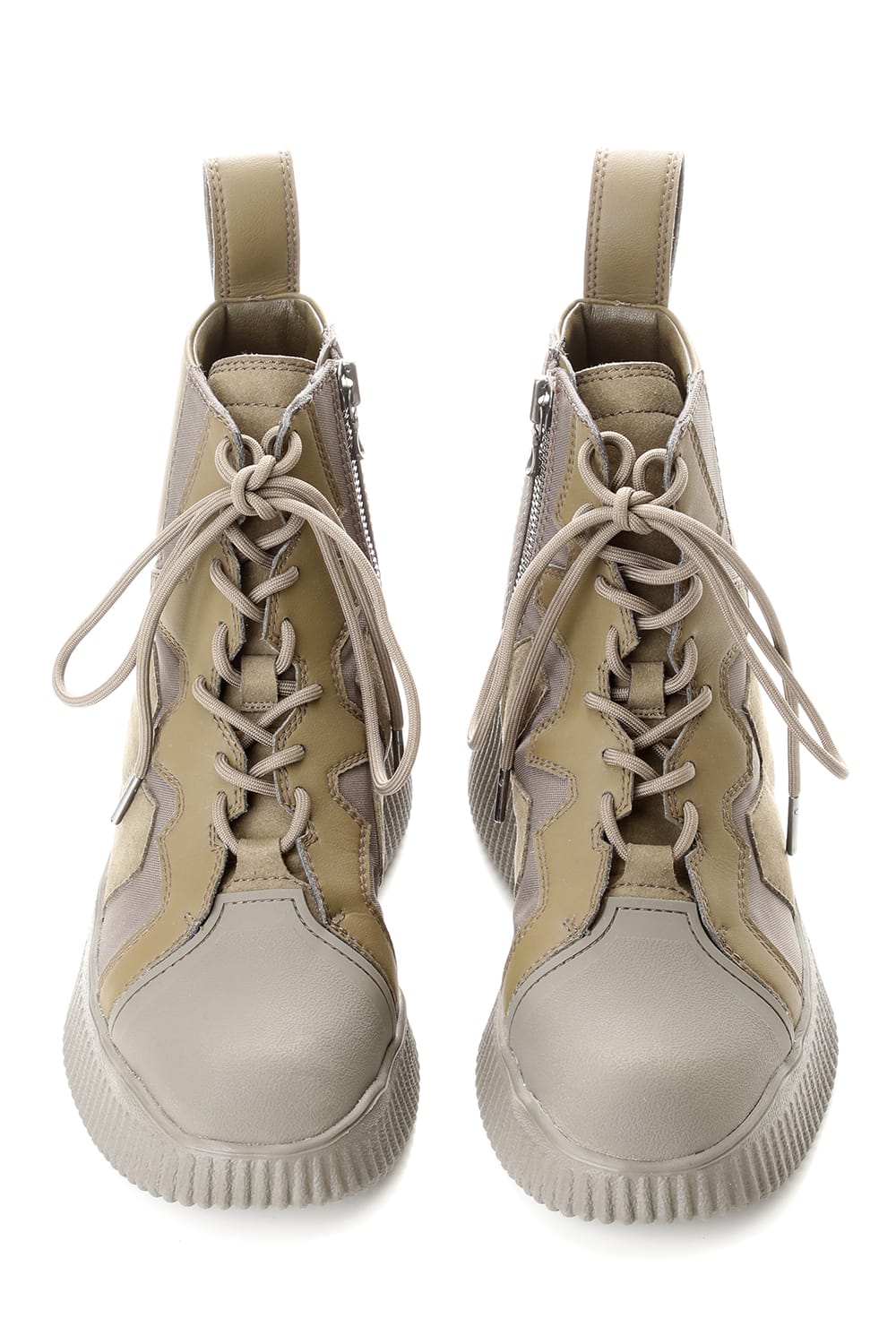 PADDED LACE-UP BOOTS KHAKI