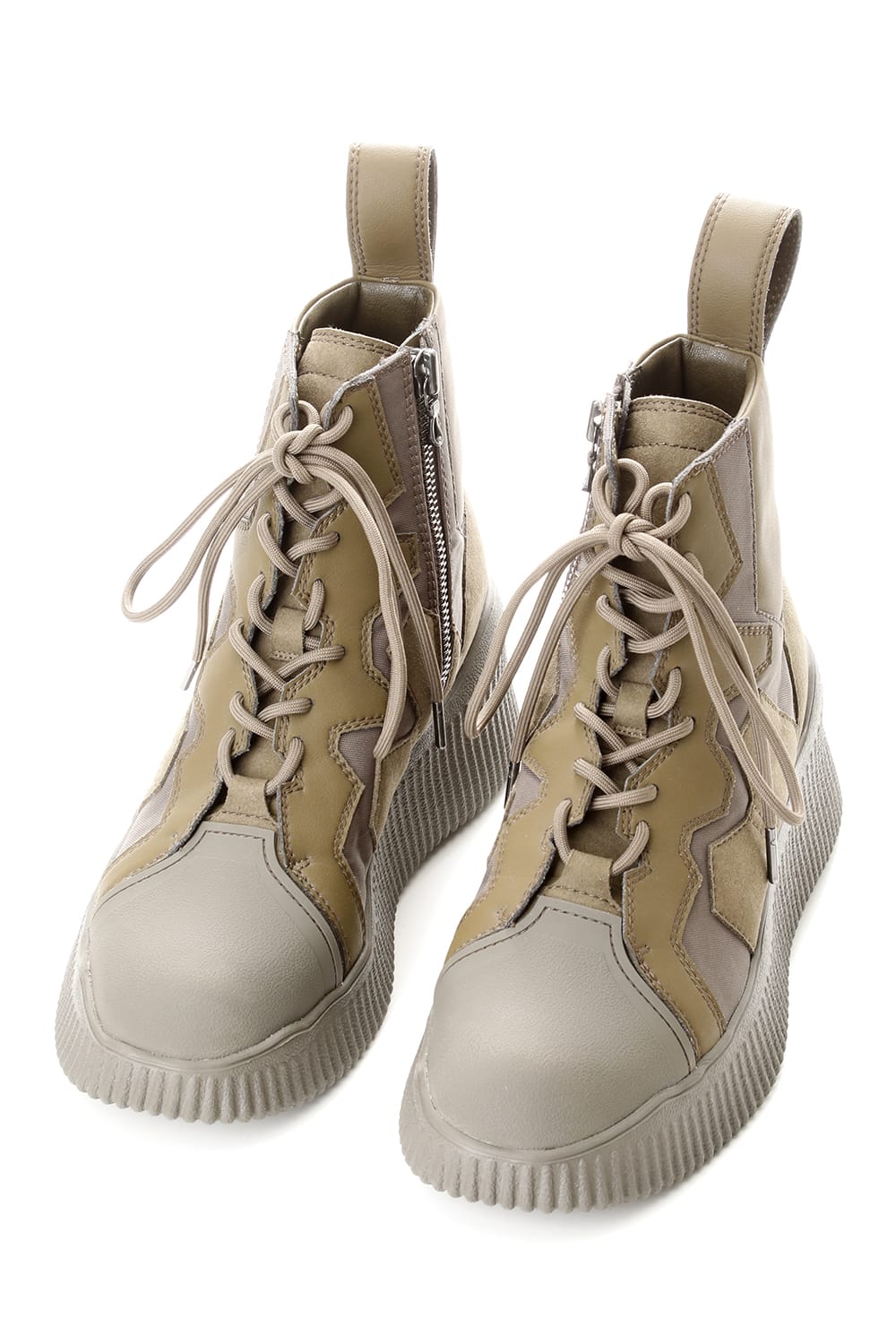 PADDED LACE-UP BOOTS KHAKI