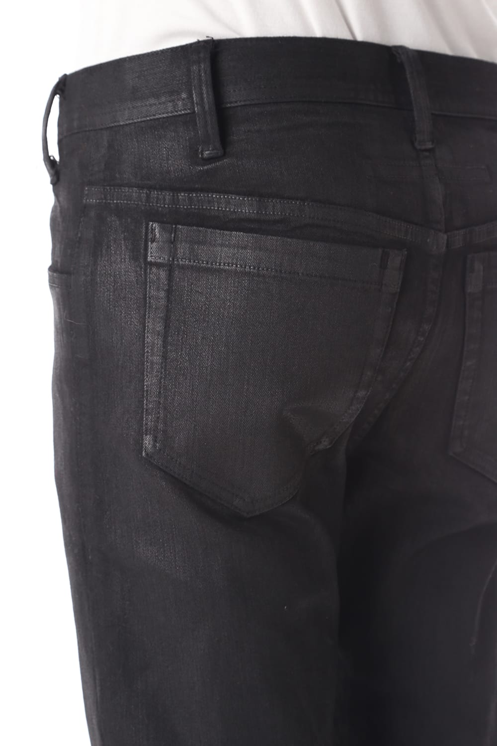 TUCKED KNEE SKINNY DENIM PANTS (Coating)