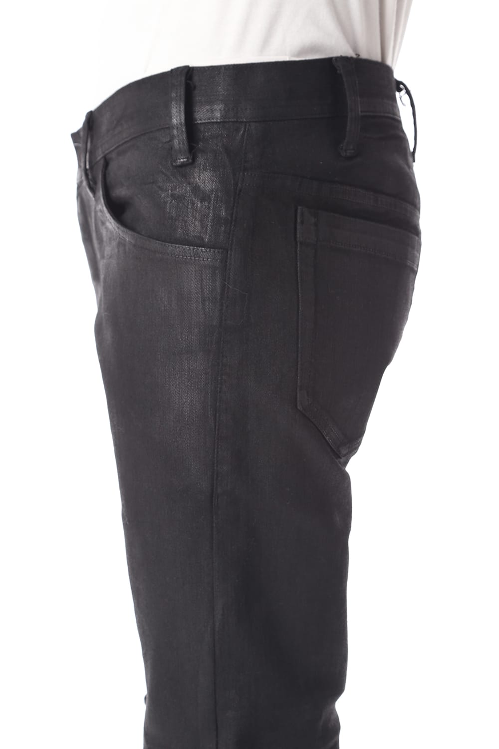 TUCKED KNEE SKINNY DENIM PANTS (Coating)