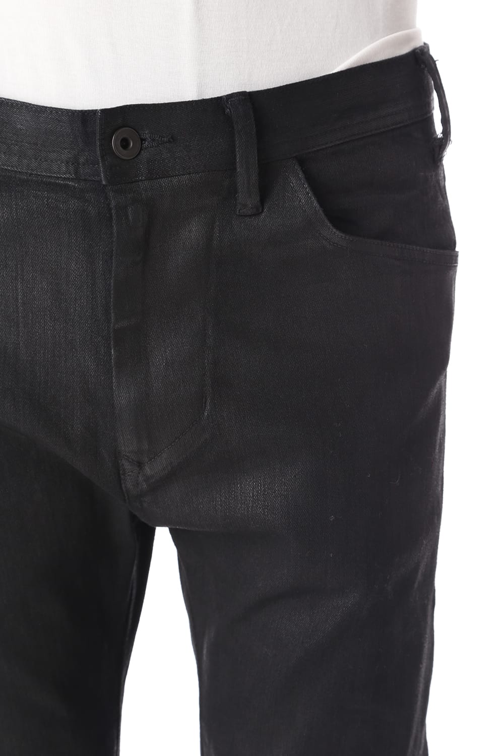 TUCKED KNEE SKINNY DENIM PANTS (Coating)