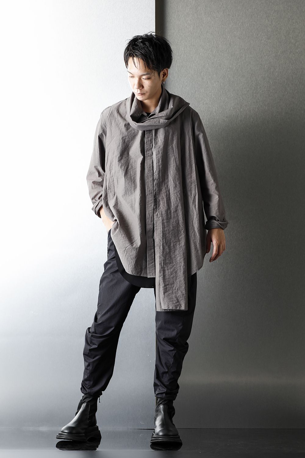 SCARF COLLAR SHIRT STEEL