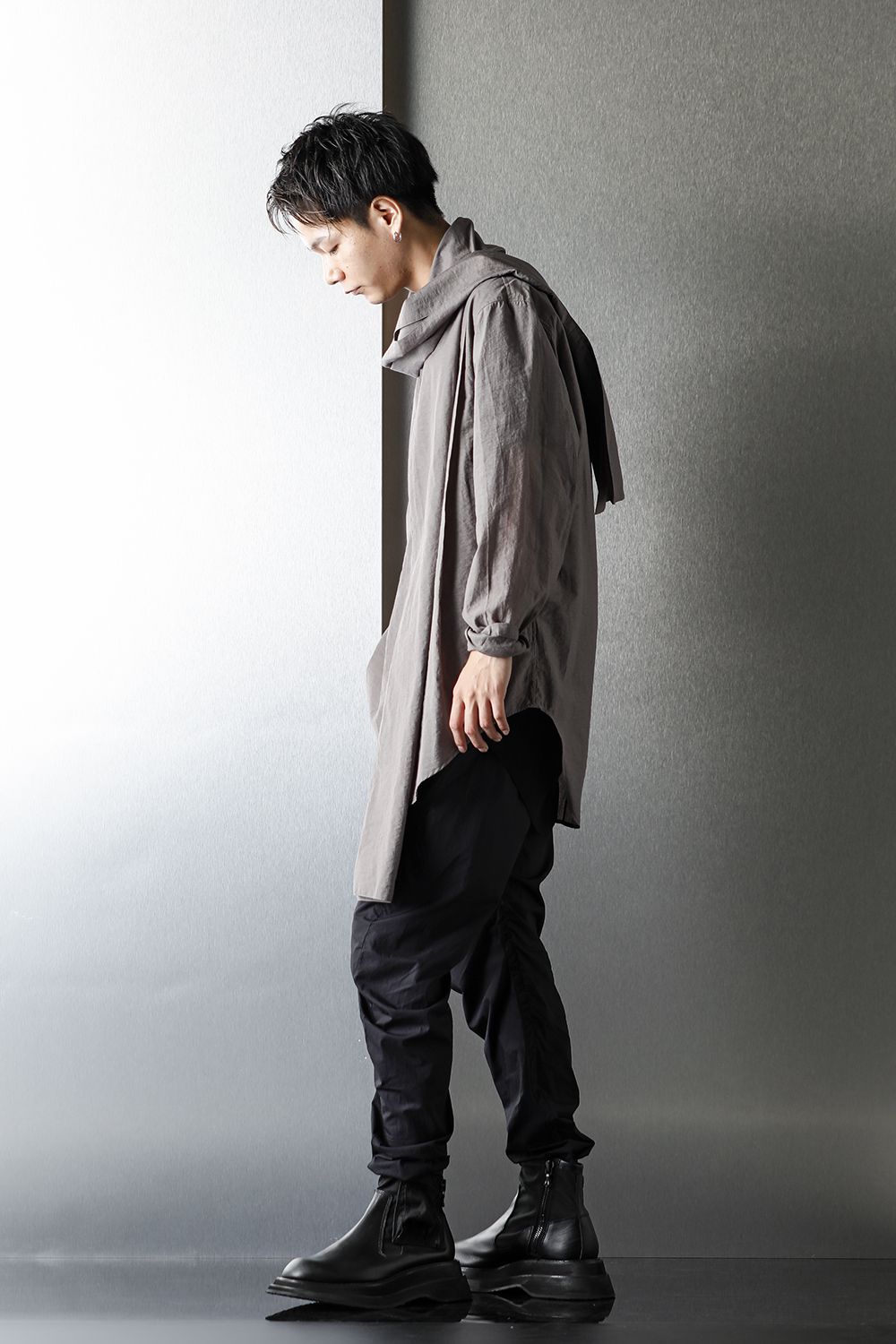 SCARF COLLAR SHIRT STEEL