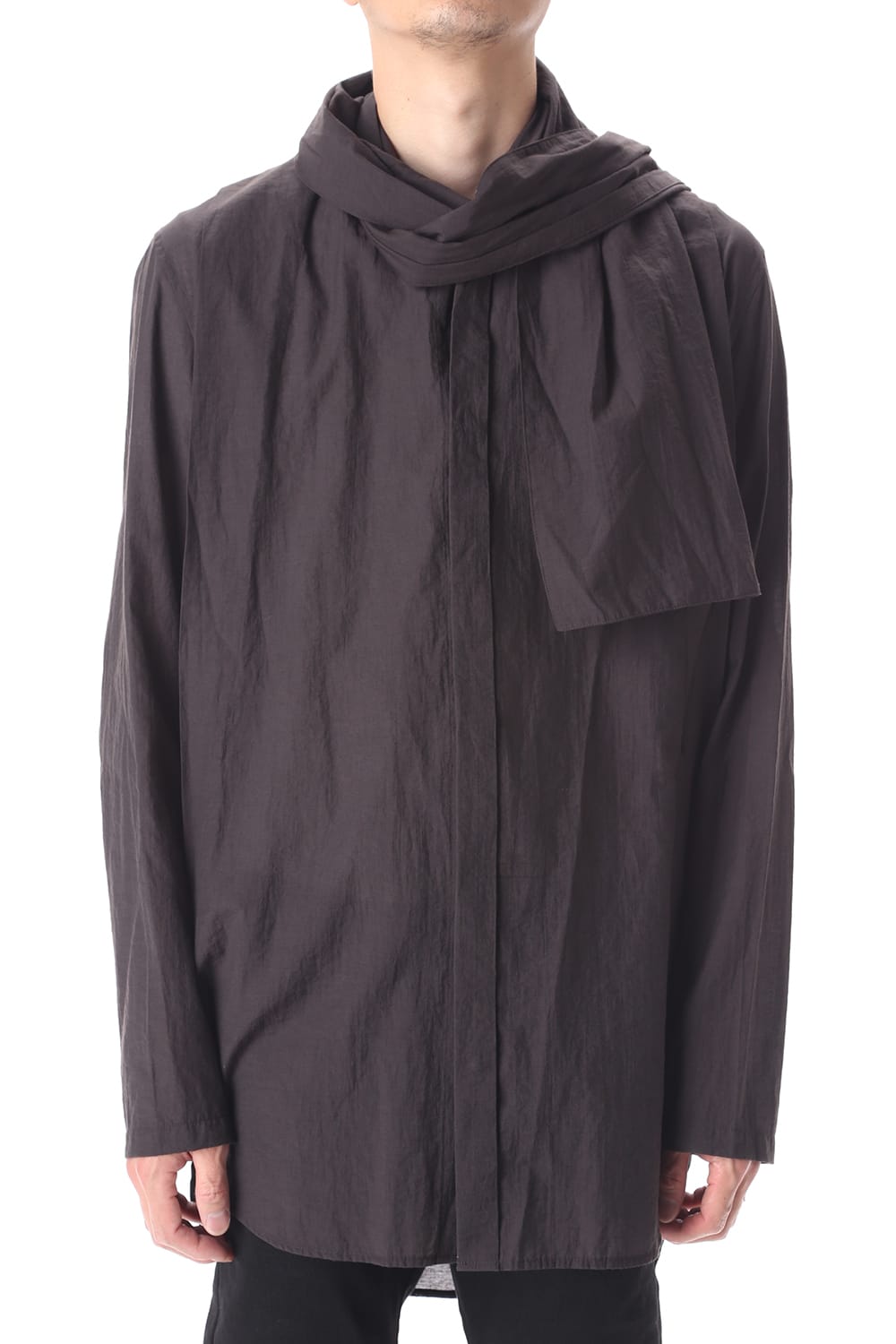 SCARF COLLAR SHIRT BLACK