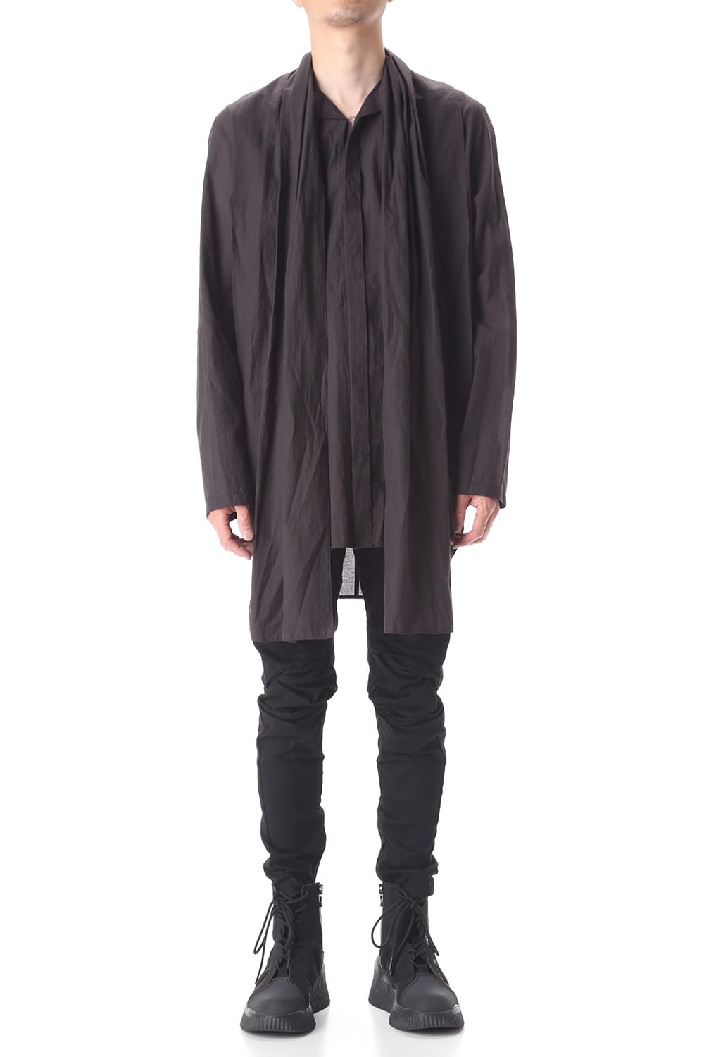 SCARF COLLAR SHIRT BLACK