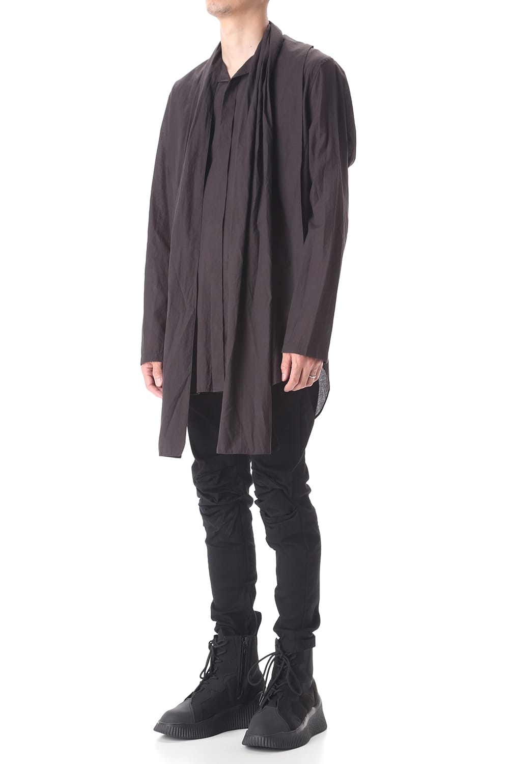 SCARF COLLAR SHIRT BLACK