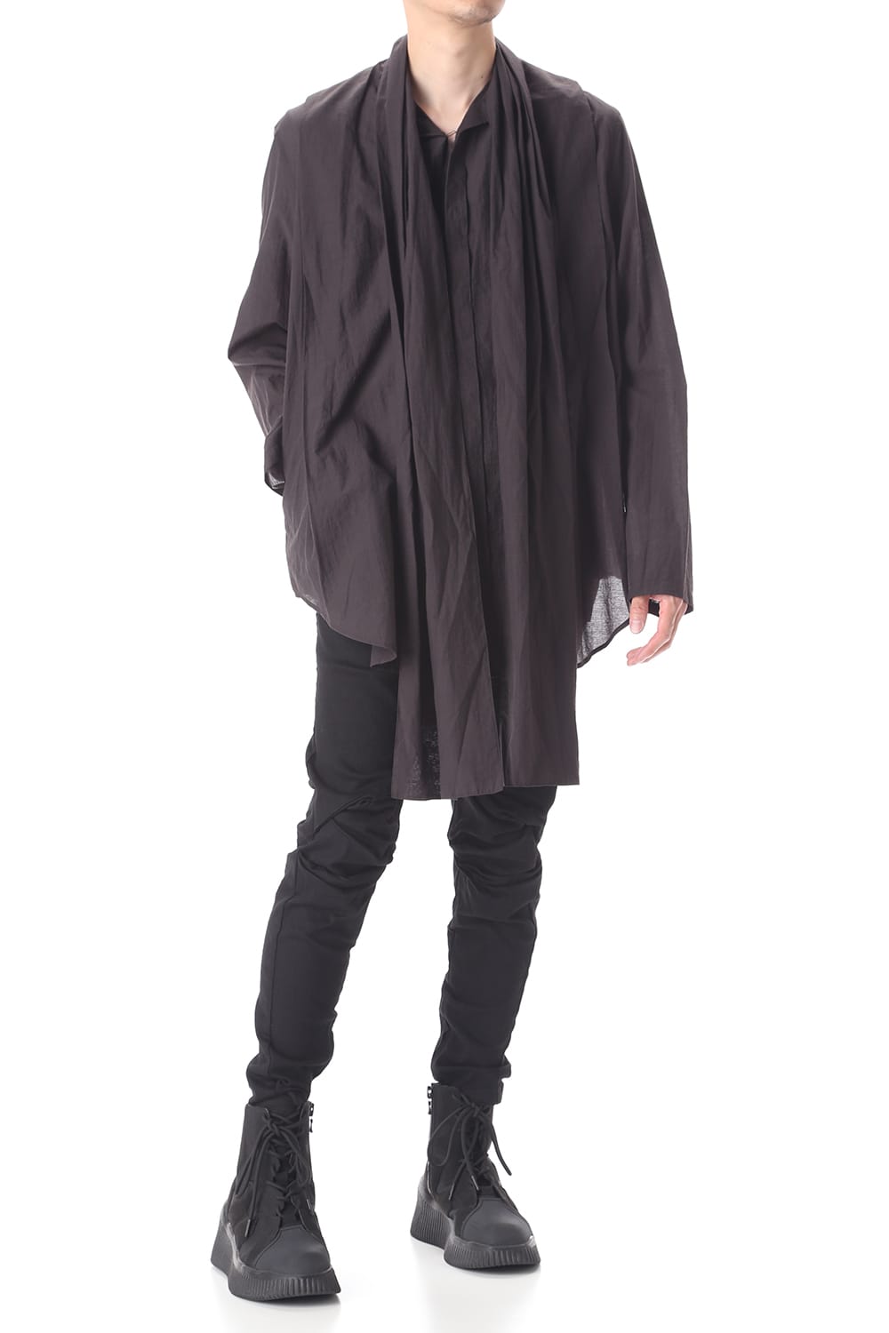 SCARF COLLAR SHIRT BLACK