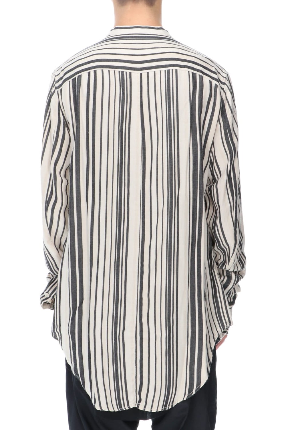 STAND COLLAR STRIPE SHIRT BEIGE