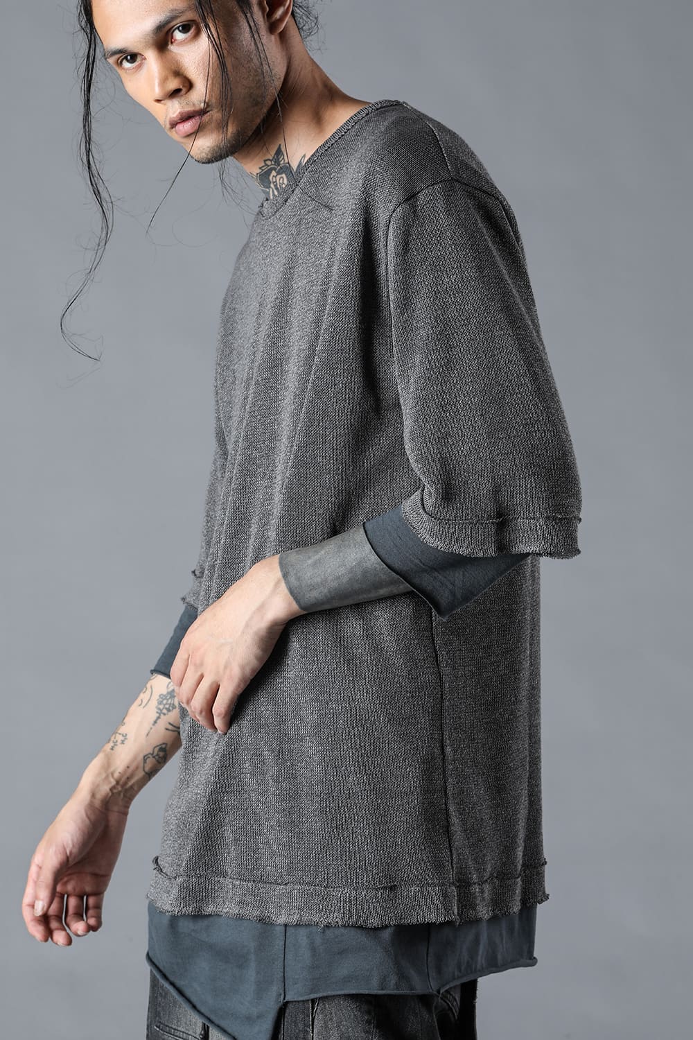 Washi x Rayon Knit Layered T-Shirt